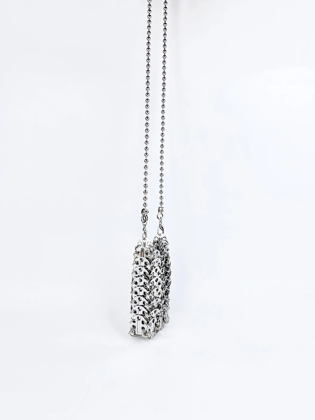 New Metal Silver Shining Trendy Phone Lipstick Bag Chain Strap Single Shoulder Crossbody Small Bag for Women