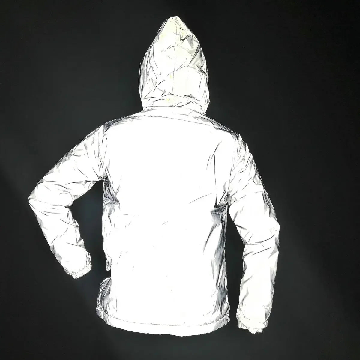 New night Full Reflective Jacket Men / Women Harajuku Jackets Hooded Hip-hop Streetwear Night Shiny dancer Zipper Coats Jacke