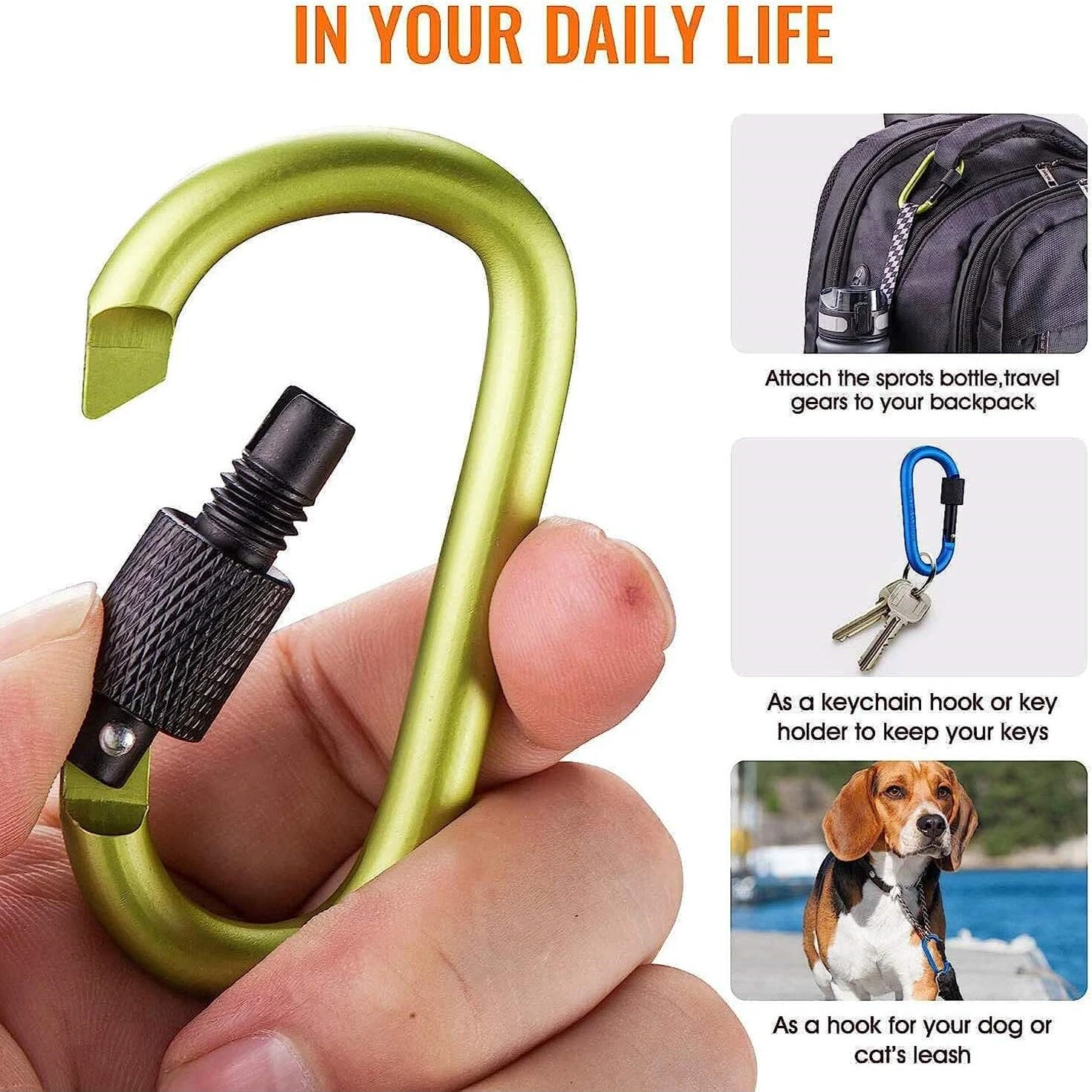 10PCS Tactical Carabiner Tourist Carabin Clip Keys Keychain Set Aluminum Alloy Camping Survival Buckle Multi Tool Key Holder