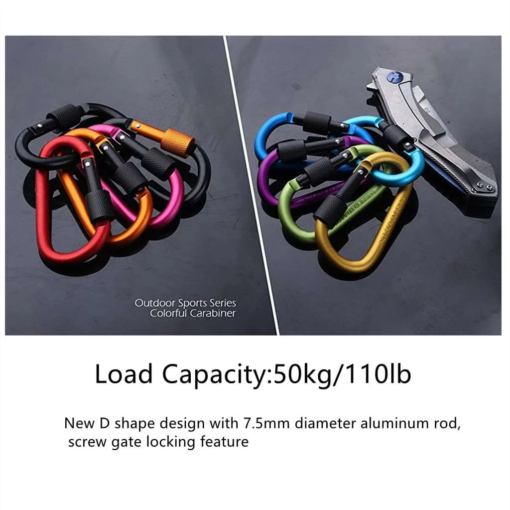 10PCS Tactical Carabiner Tourist Carabin Clip Keys Keychain Set Aluminum Alloy Camping Survival Buckle Multi Tool Key Holder