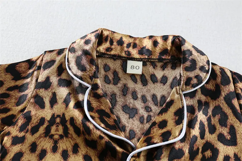 Boys Girls Kids Pajama Sets Cartoon Leopard print Short Sleeve T-Shirt Tops Pants Toddler Baby Sleeping Cloth Pijamas Sleepwear