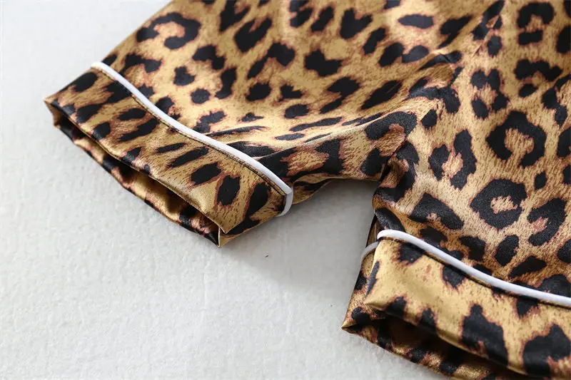 Boys Girls Kids Pajama Sets Cartoon Leopard print Short Sleeve T-Shirt Tops Pants Toddler Baby Sleeping Cloth Pijamas Sleepwear
