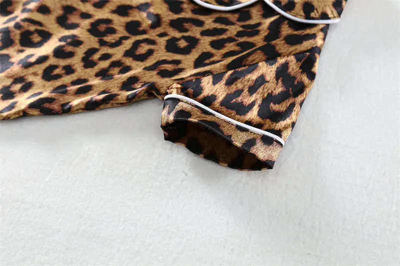 Boys Girls Kids Pajama Sets Cartoon Leopard print Short Sleeve T-Shirt Tops Pants Toddler Baby Sleeping Cloth Pijamas Sleepwear