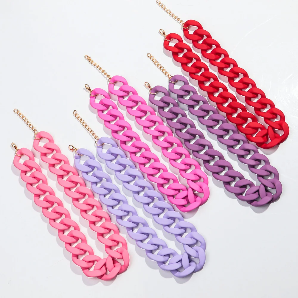 New Colorful Matte Acrylic Wide Chain Choker Necklaces for Women Statement Bohemian Resin Chunky Collar Necklace Fashion Jewelry