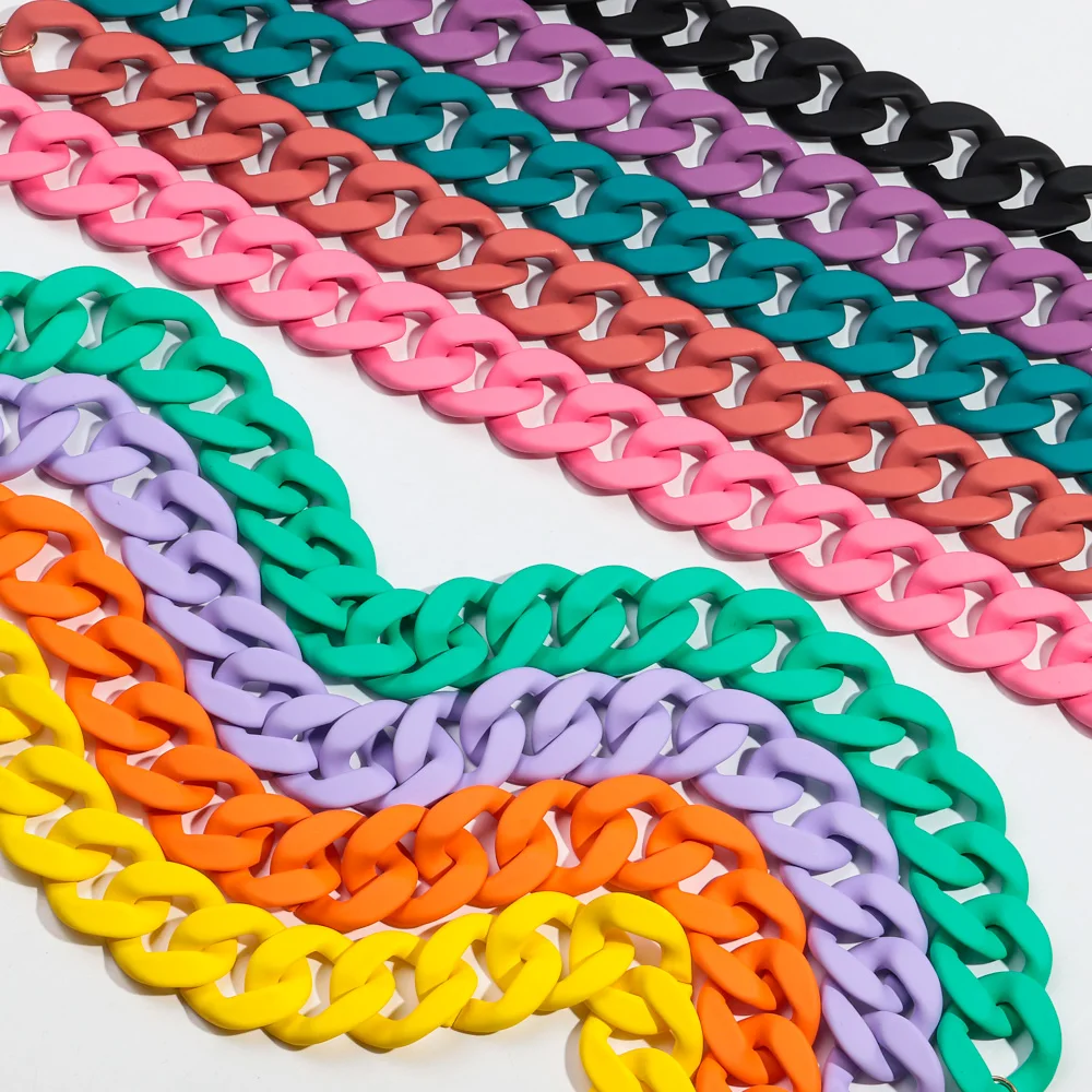 New Colorful Matte Acrylic Wide Chain Choker Necklaces for Women Statement Bohemian Resin Chunky Collar Necklace Fashion Jewelry