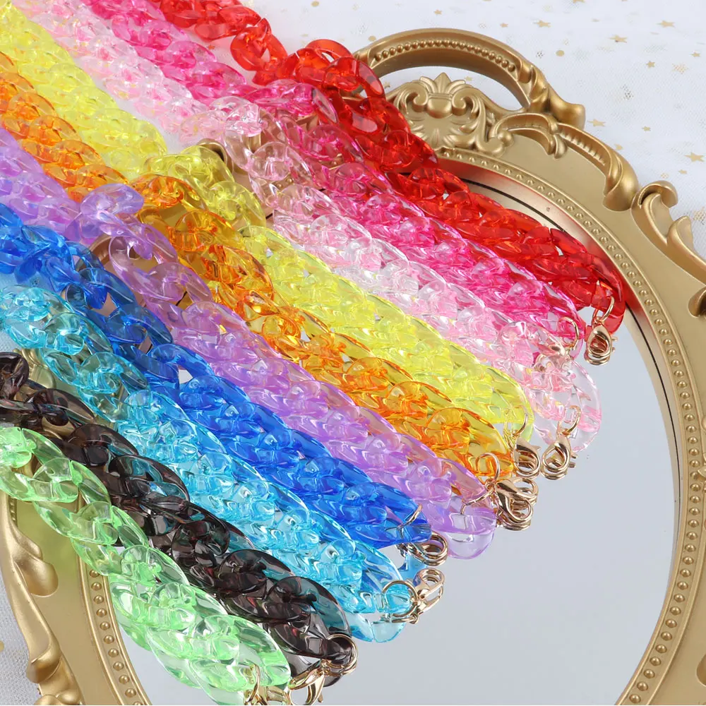 New Colorful Matte Acrylic Wide Chain Choker Necklaces for Women Statement Bohemian Resin Chunky Collar Necklace Fashion Jewelry