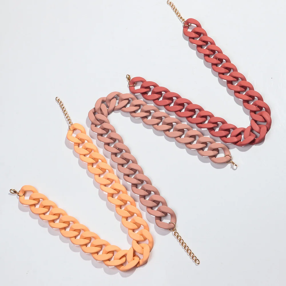 New Colorful Matte Acrylic Wide Chain Choker Necklaces for Women Statement Bohemian Resin Chunky Collar Necklace Fashion Jewelry