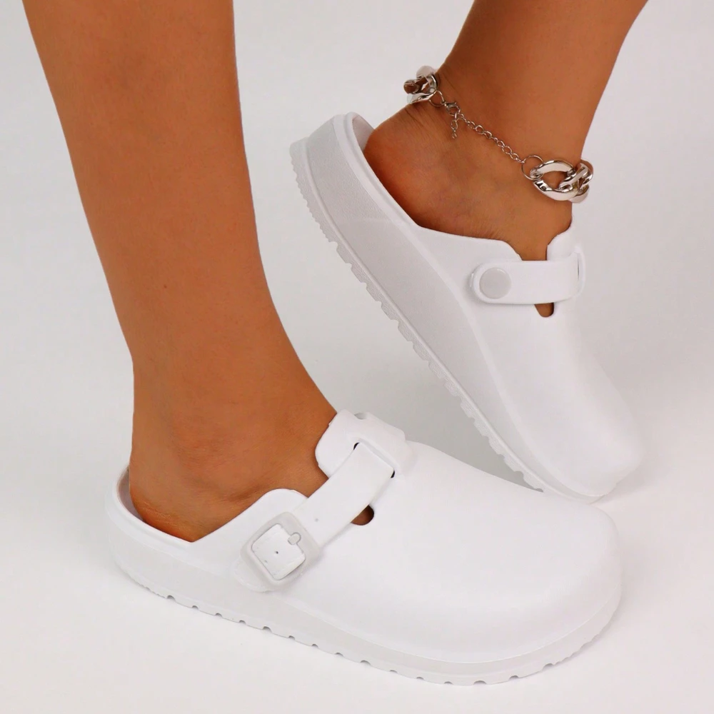 Spring Summer 2024 New Women's Flat Solid Color Closed Toe Anti-slip Quick Dry Garden Clogs Comfortable Shoes
