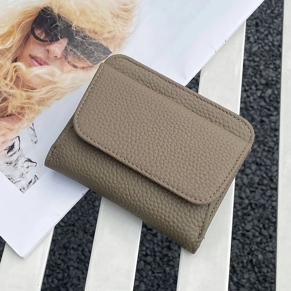 Genuine Leather Wallet Women's Purse 2026 New Folding Simple Small Money Ladies Bag Multi-functional Coin Bag Female Ultra New
