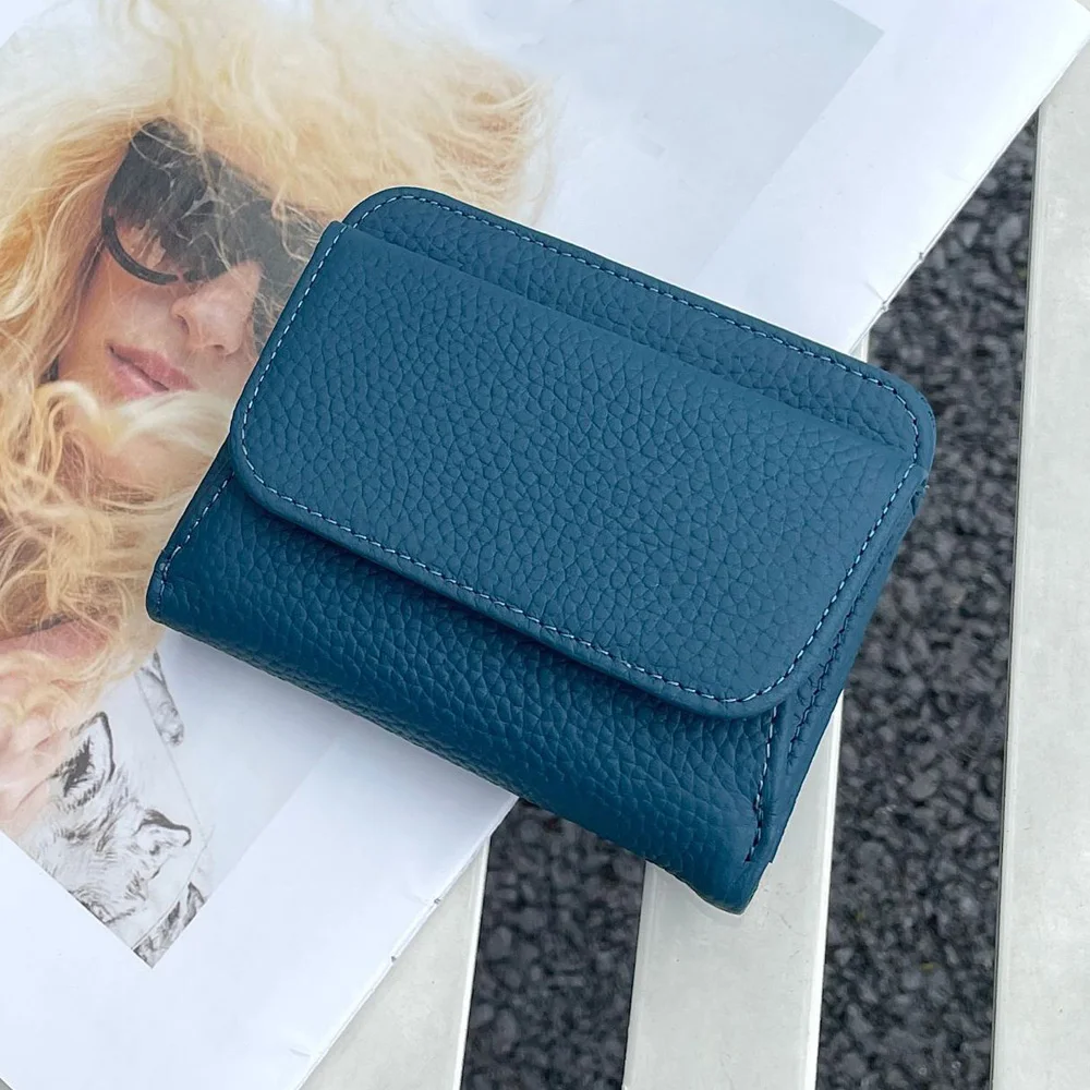 Genuine Leather Wallet Women's Purse 2026 New Folding Simple Small Money Ladies Bag Multi-functional Coin Bag Female Ultra New