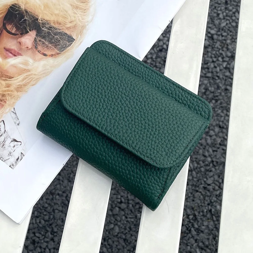 Genuine Leather Wallet Women's Purse 2026 New Folding Simple Small Money Ladies Bag Multi-functional Coin Bag Female Ultra New