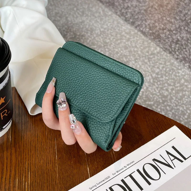 Genuine Leather Wallet Women's Purse 2026 New Folding Simple Small Money Ladies Bag Multi-functional Coin Bag Female Ultra New