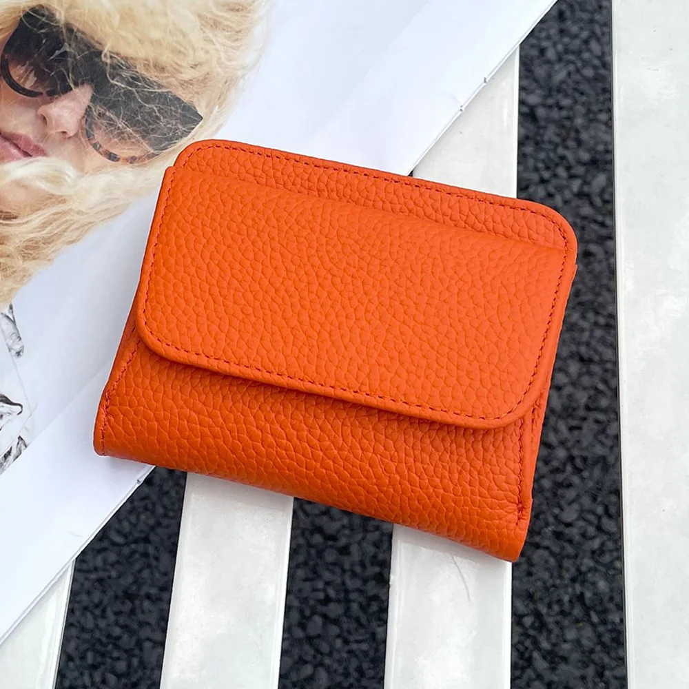 Genuine Leather Wallet Women's Purse 2026 New Folding Simple Small Money Ladies Bag Multi-functional Coin Bag Female Ultra New