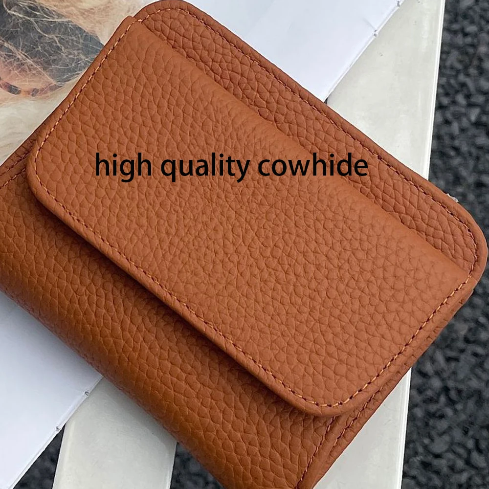 Genuine Leather Wallet Women's Purse 2026 New Folding Simple Small Money Ladies Bag Multi-functional Coin Bag Female Ultra New