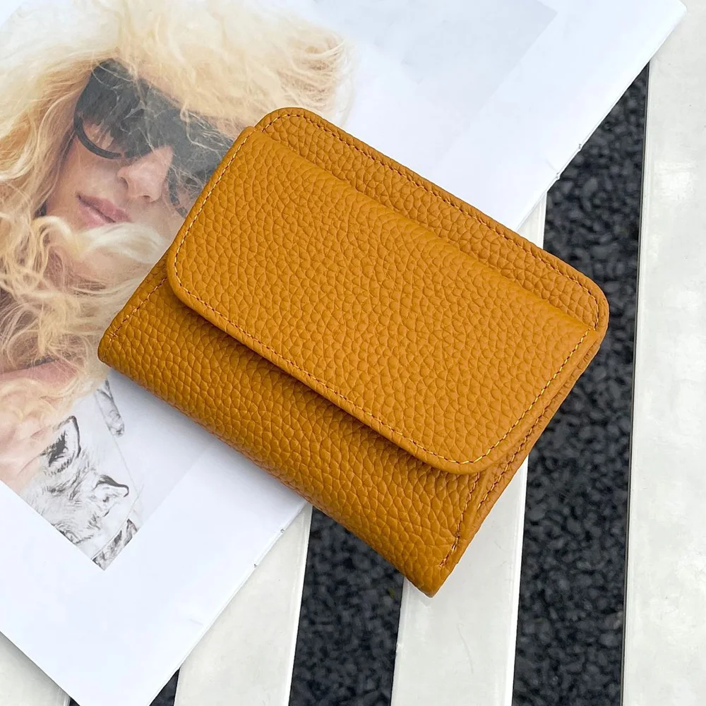 Genuine Leather Wallet Women's Purse 2026 New Folding Simple Small Money Ladies Bag Multi-functional Coin Bag Female Ultra New