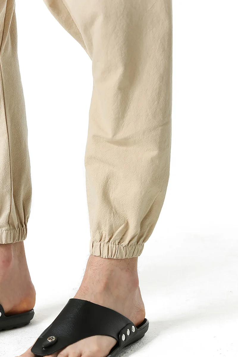 Men Cotton and Linen Pants Harem Pants Baggy Casual Oversize Loose Joggers Wide Leg Pants Yoga Drop Crotch Trousers Hip Hop