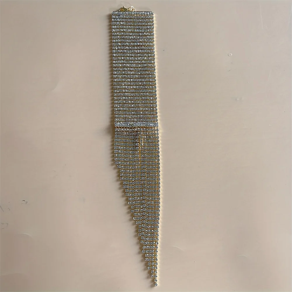 Exaggerated Luxury Multi row Multi layer Rhinestone Big Tassel Bracelet Nightclub Stage Performance Bracelet Bracelet Female