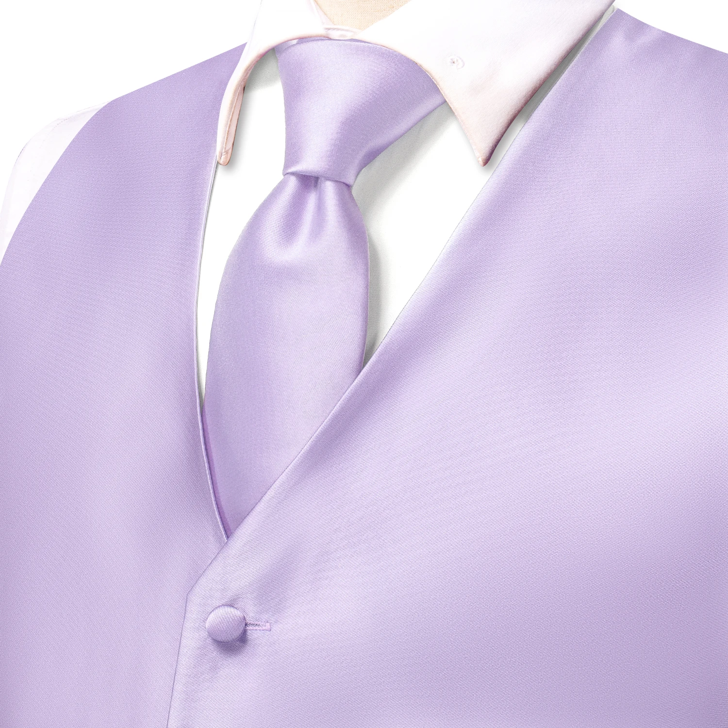 Hi-Tie Solid Voilet Lilac Mens Suit Vest 4PC Woven Waistcoat Tie Pocket Square Cufflink Business Wedding Dress Waist Jacket