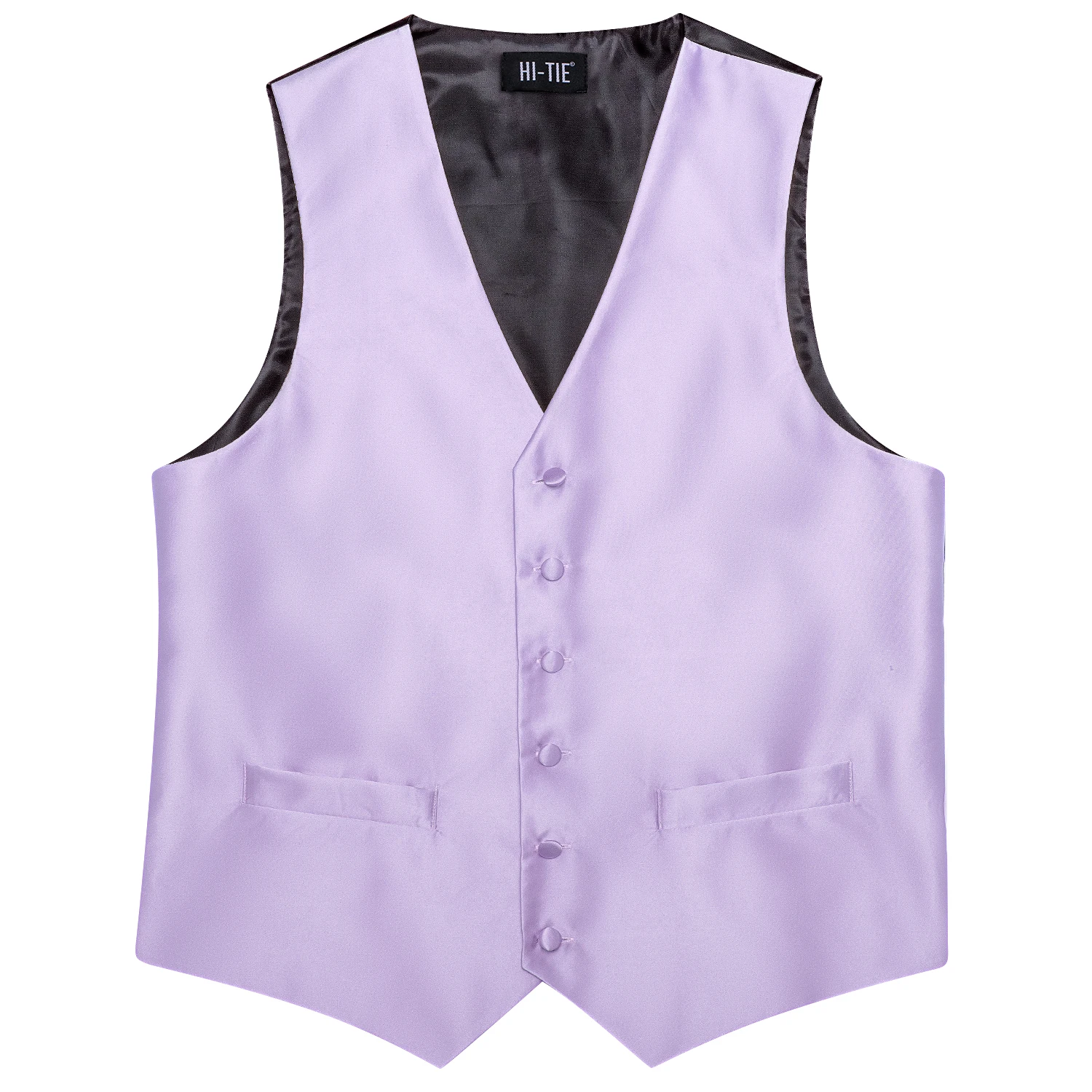 Hi-Tie Solid Voilet Lilac Mens Suit Vest 4PC Woven Waistcoat Tie Pocket Square Cufflink Business Wedding Dress Waist Jacket