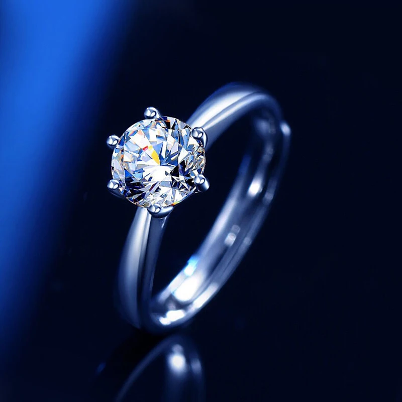 Luxury Women's S925 Silver Rings Fashion Adjustable Size 0.5ct(5mm) GRA Moissanite Ring For Women Jewelry Gift With Boxed