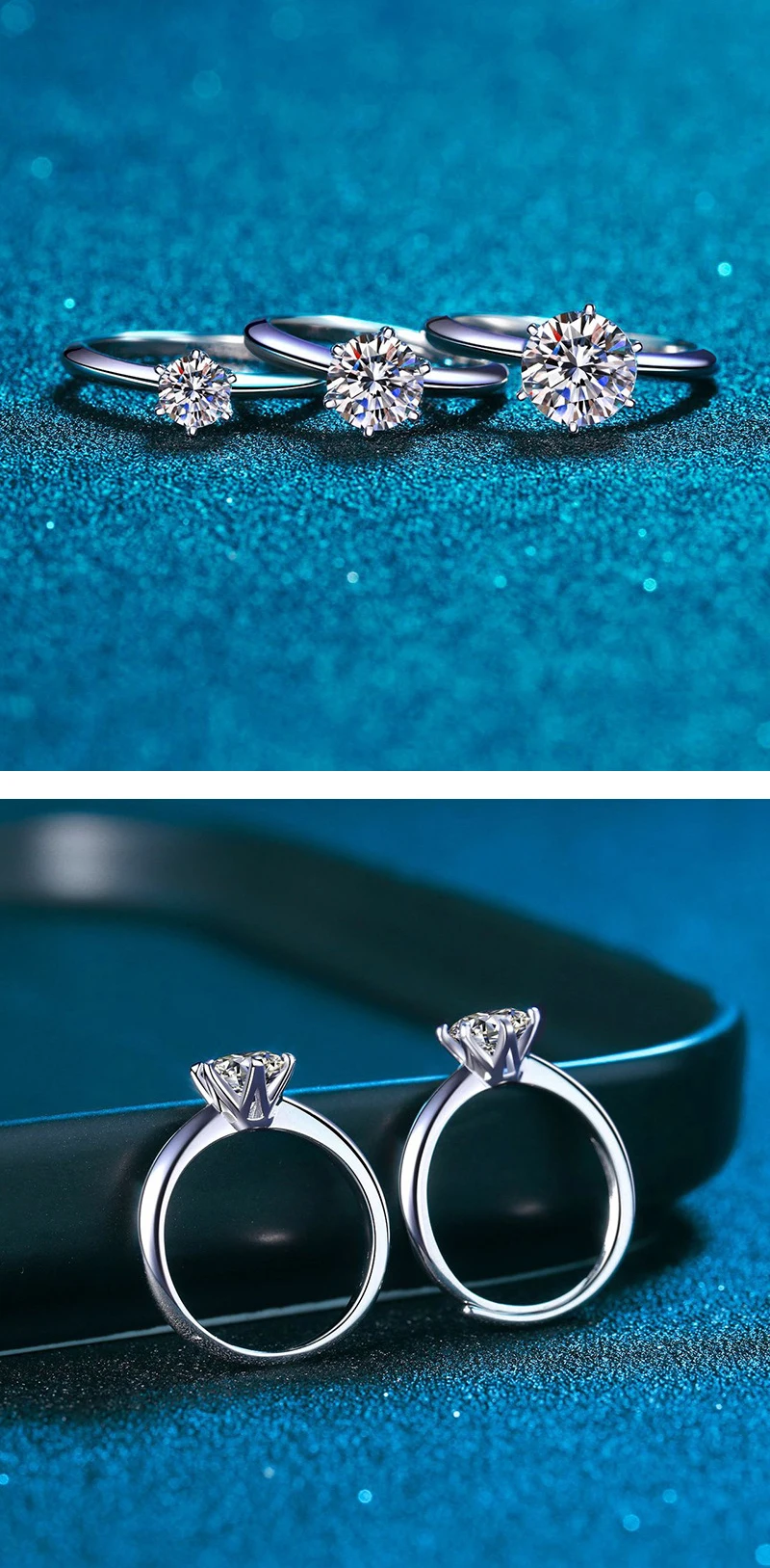 Luxury Women's S925 Silver Rings Fashion Adjustable Size 0.5ct(5mm) GRA Moissanite Ring For Women Jewelry Gift With Boxed