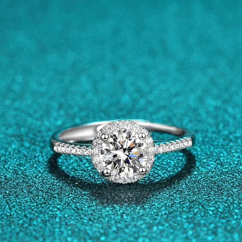 Luxury Women's S925 Silver Rings Fashion Adjustable Size 0.5ct(5mm) GRA Moissanite Ring For Women Jewelry Gift With Boxed