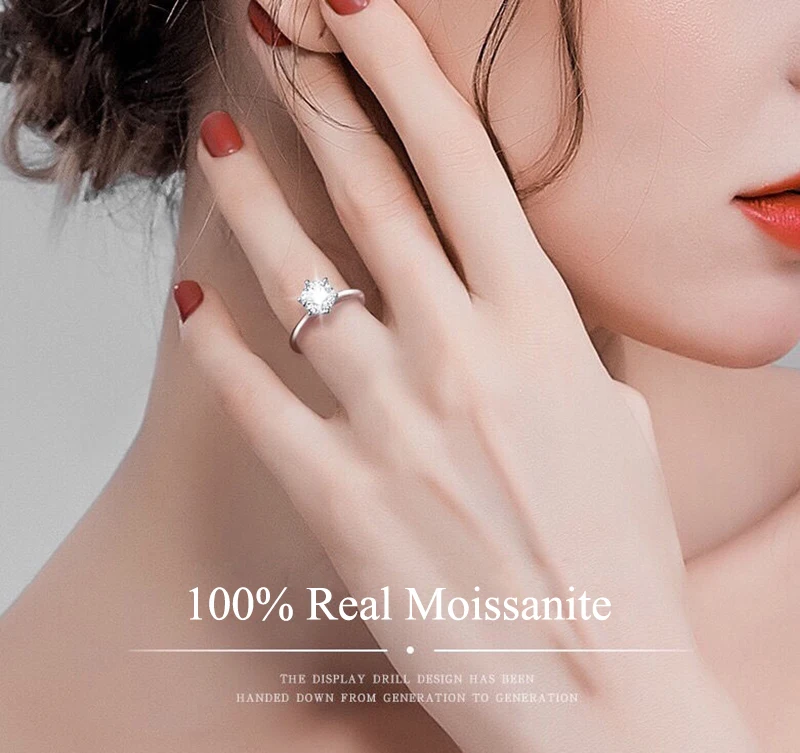 Luxury Women's S925 Silver Rings Fashion Adjustable Size 0.5ct(5mm) GRA Moissanite Ring For Women Jewelry Gift With Boxed