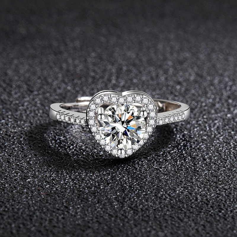 Luxury Women's S925 Silver Rings Fashion Adjustable Size 0.5ct(5mm) GRA Moissanite Ring For Women Jewelry Gift With Boxed
