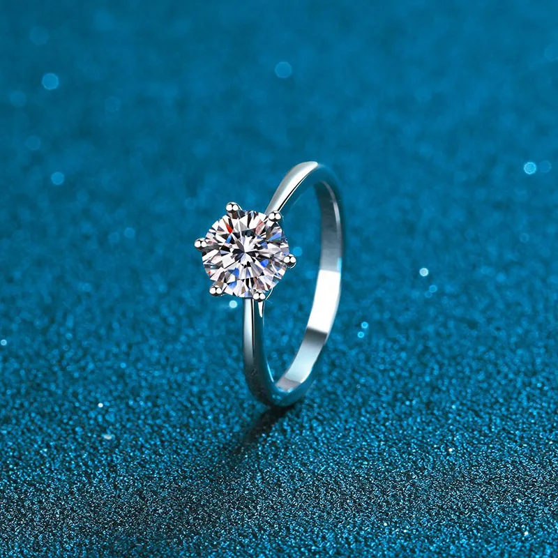 Luxury Women's S925 Silver Rings Fashion Adjustable Size 0.5ct(5mm) GRA Moissanite Ring For Women Jewelry Gift With Boxed