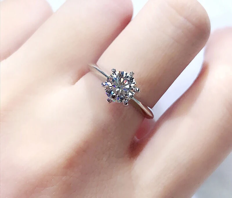 Luxury Women's S925 Silver Rings Fashion Adjustable Size 0.5ct(5mm) GRA Moissanite Ring For Women Jewelry Gift With Boxed