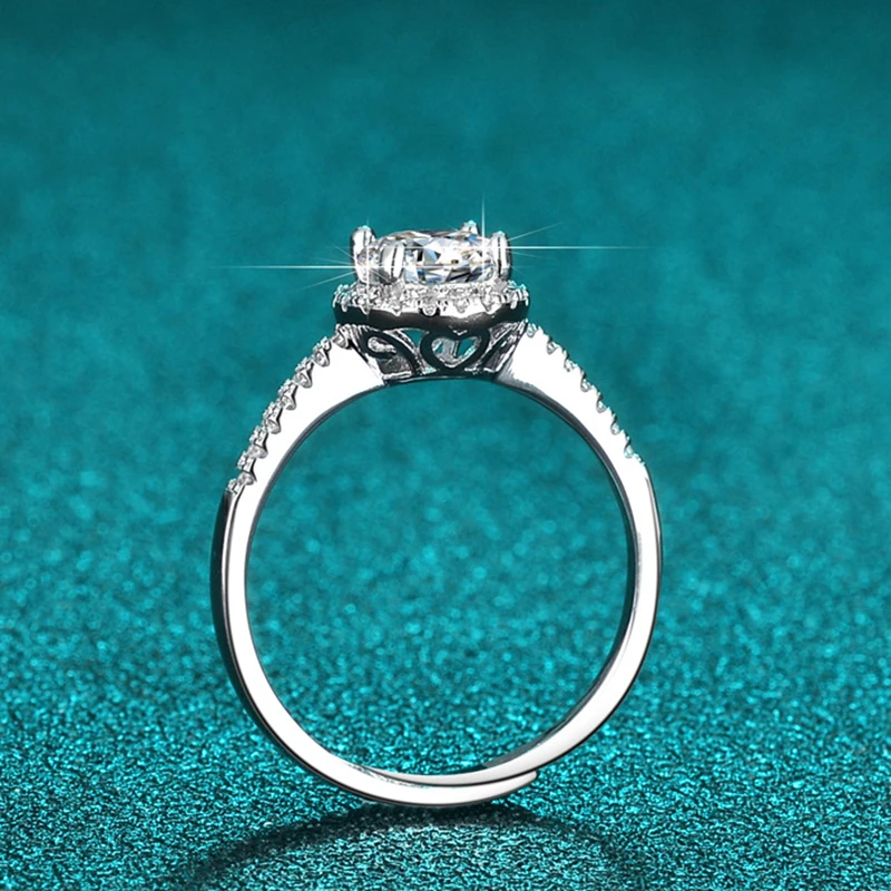 Luxury Women's S925 Silver Rings Fashion Adjustable Size 0.5ct(5mm) GRA Moissanite Ring For Women Jewelry Gift With Boxed