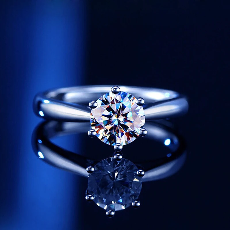 Luxury Women's S925 Silver Rings Fashion Adjustable Size 0.5ct(5mm) GRA Moissanite Ring For Women Jewelry Gift With Boxed