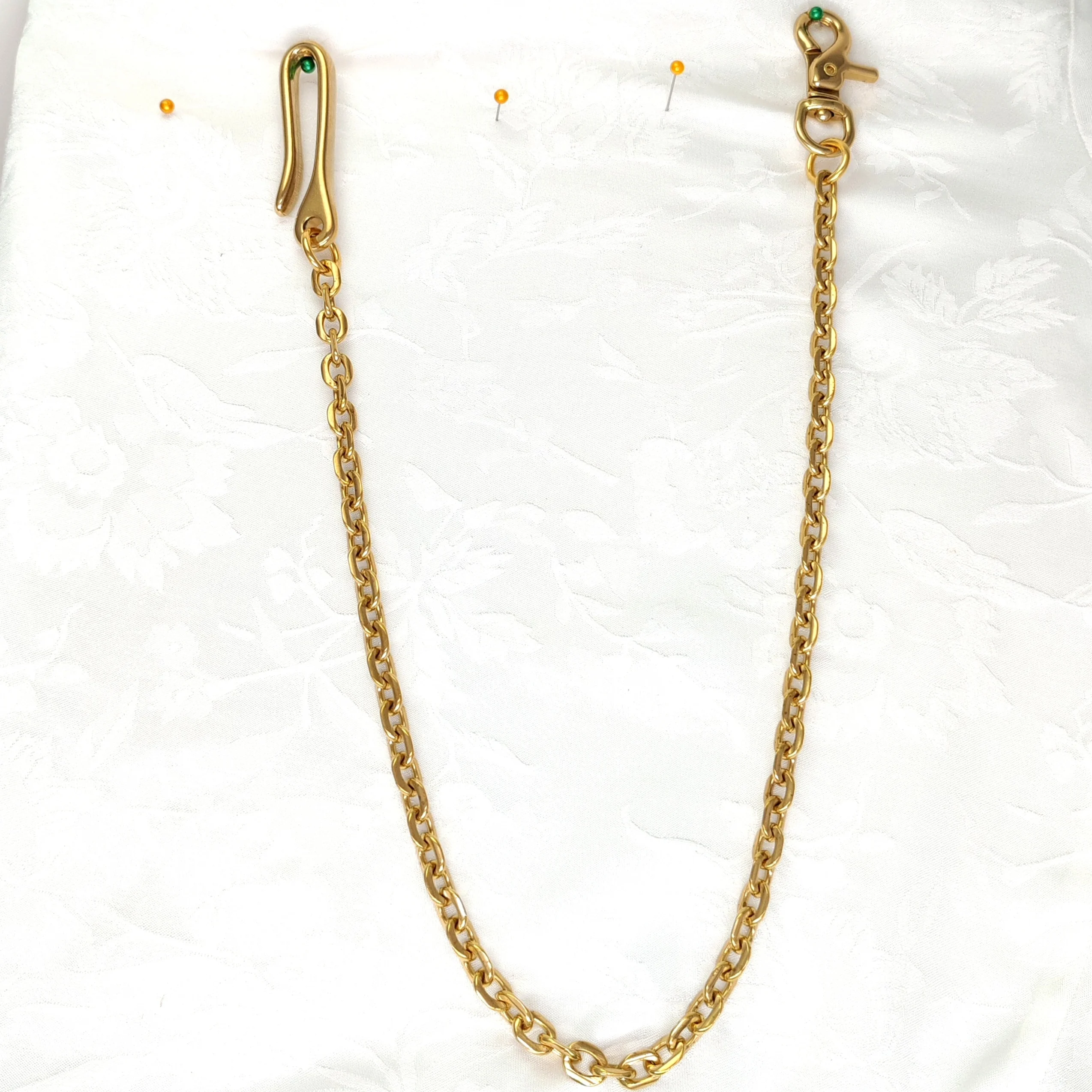 Fine Brass Wallet Jean Japanese Fish U Hook Belt Lock Spring Swivel Italian Flat Cross Link Chain Gift for Friend
