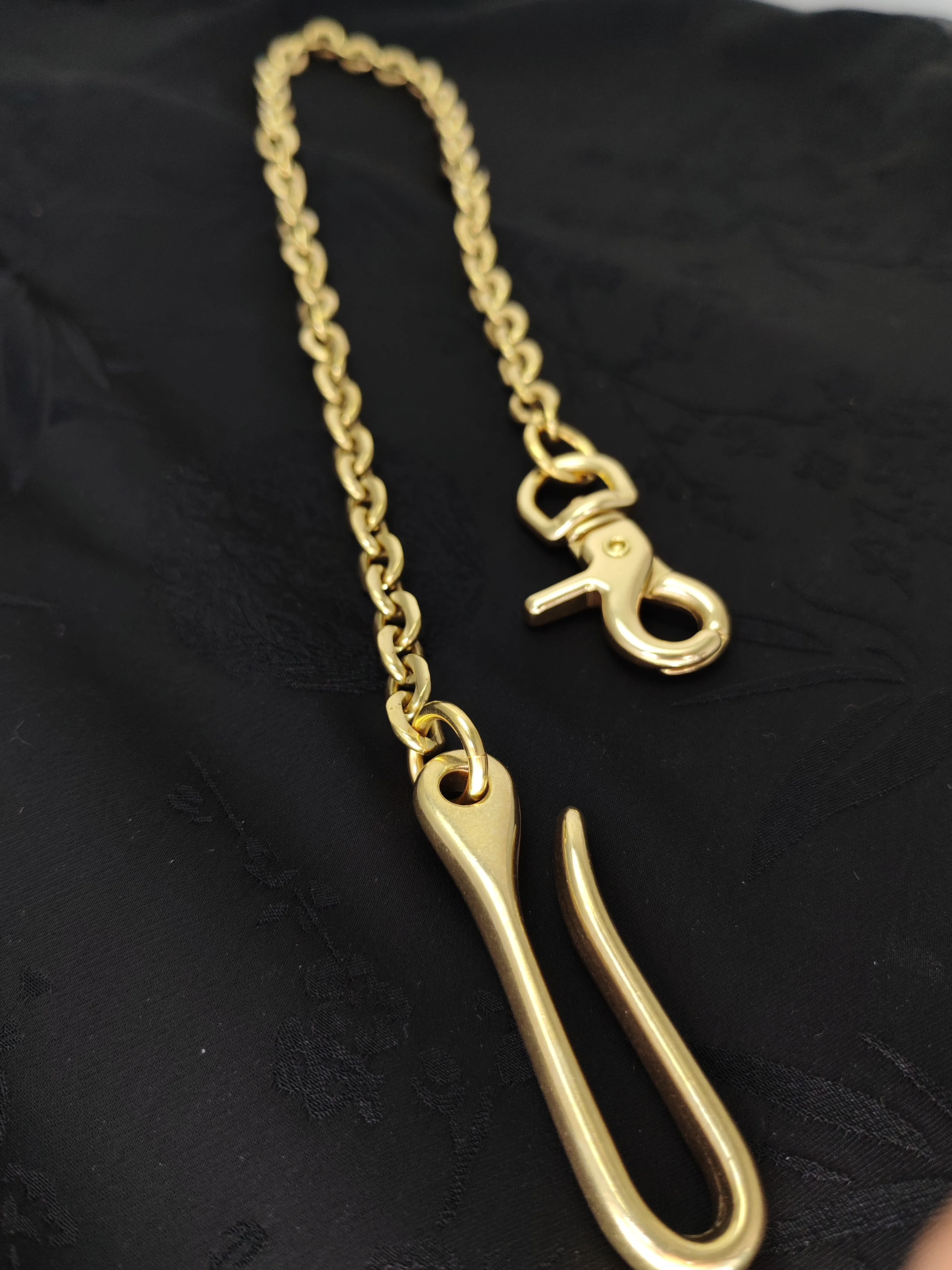 Fine Brass Wallet Jean Japanese Fish U Hook Belt Lock Spring Swivel Italian Flat Cross Link Chain Gift for Friend