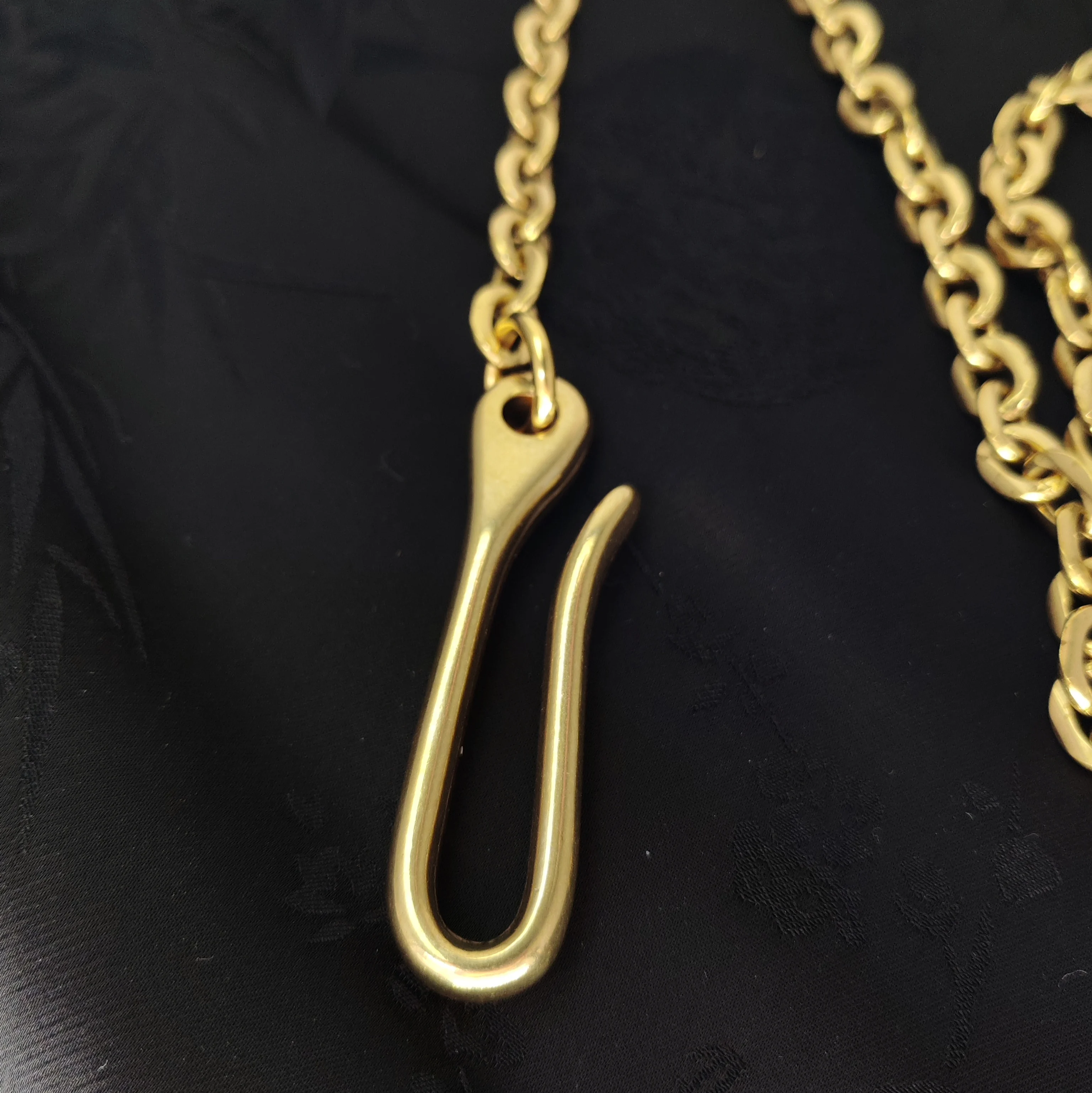 Fine Brass Wallet Jean Japanese Fish U Hook Belt Lock Spring Swivel Italian Flat Cross Link Chain Gift for Friend