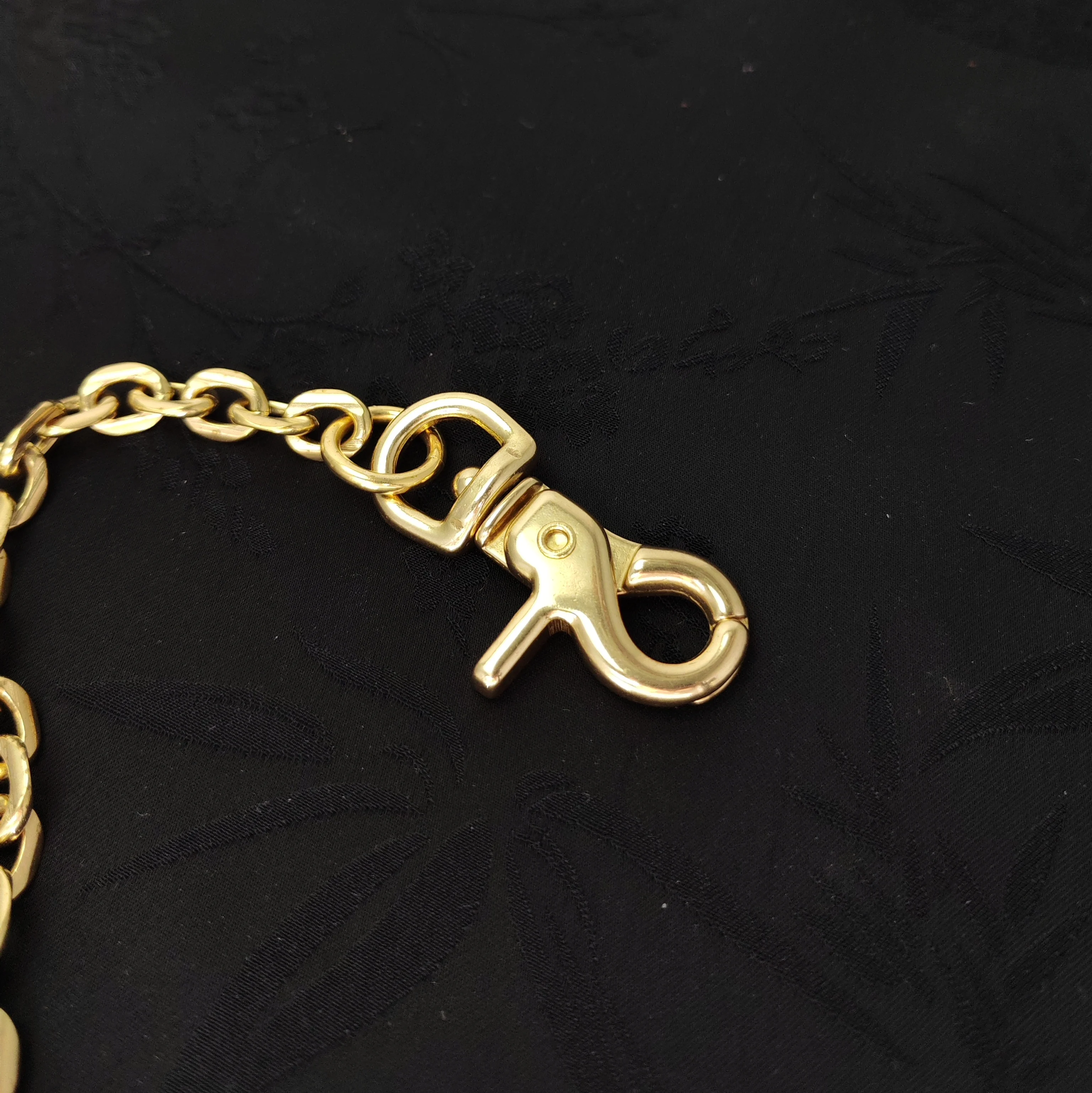 Fine Brass Wallet Jean Japanese Fish U Hook Belt Lock Spring Swivel Italian Flat Cross Link Chain Gift for Friend