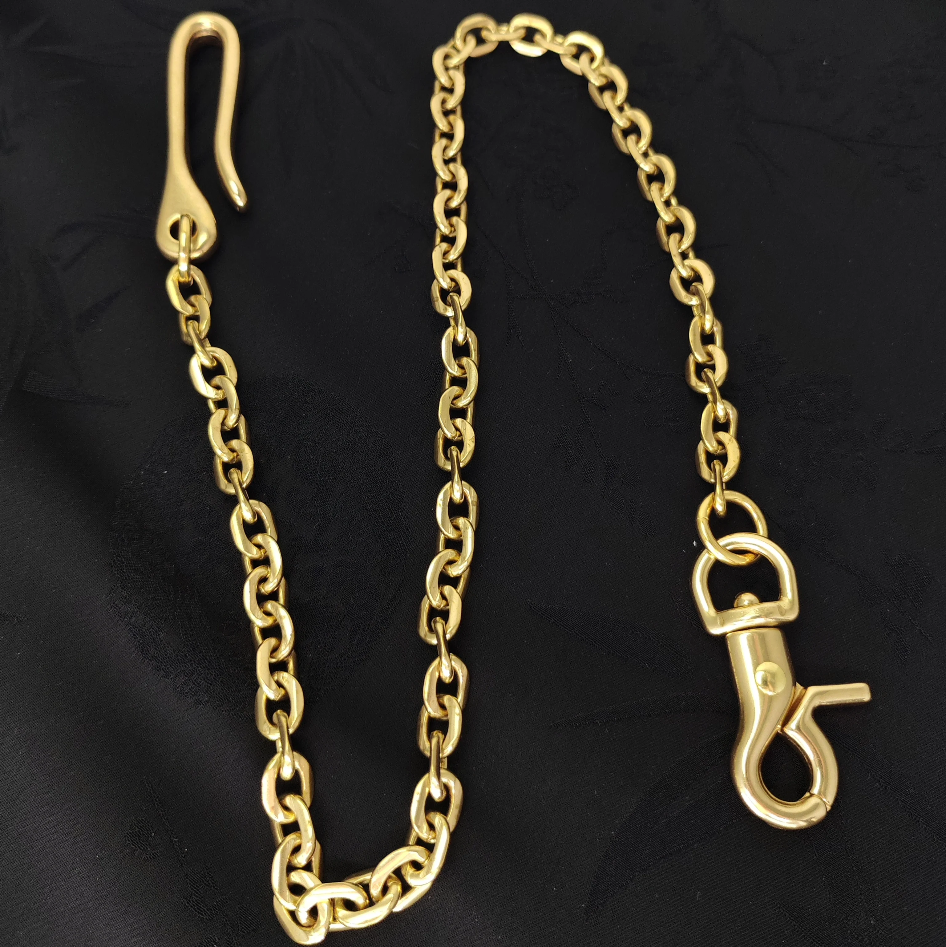 Fine Brass Wallet Jean Japanese Fish U Hook Belt Lock Spring Swivel Italian Flat Cross Link Chain Gift for Friend