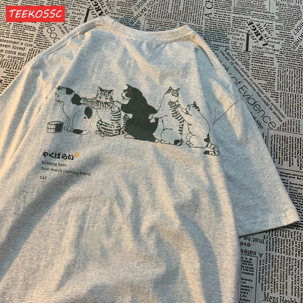 Cartoon Cat Printed Women'S Short Sleeved T-Shirt With Trendy Loose Versatile Summer Top Casual And Fashionable Street Clothes