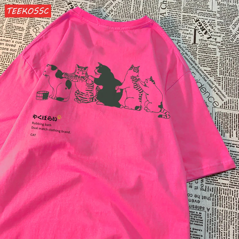 Cartoon Cat Printed Women'S Short Sleeved T-Shirt With Trendy Loose Versatile Summer Top Casual And Fashionable Street Clothes
