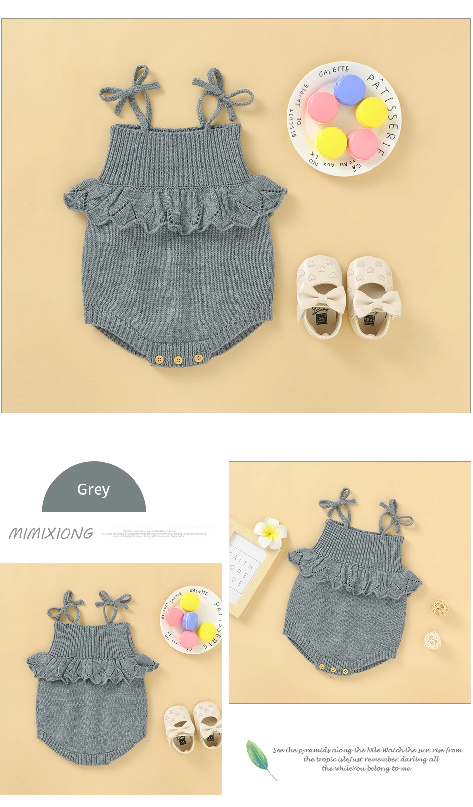 Spaghetti Straps Sleeveless Baby Girls Summer Rompers One-piece Jumpsuit Knit Acrylic Newborn Infant Bodysuit Playsuit Sleepsuit