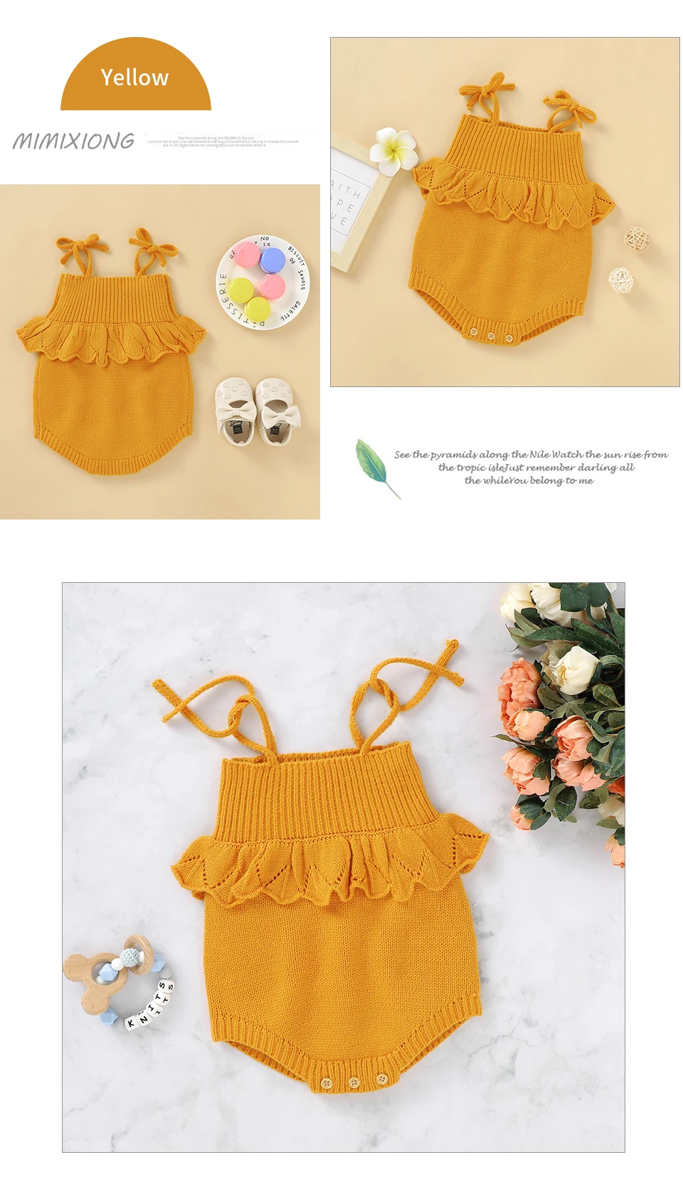 Spaghetti Straps Sleeveless Baby Girls Summer Rompers One-piece Jumpsuit Knit Acrylic Newborn Infant Bodysuit Playsuit Sleepsuit
