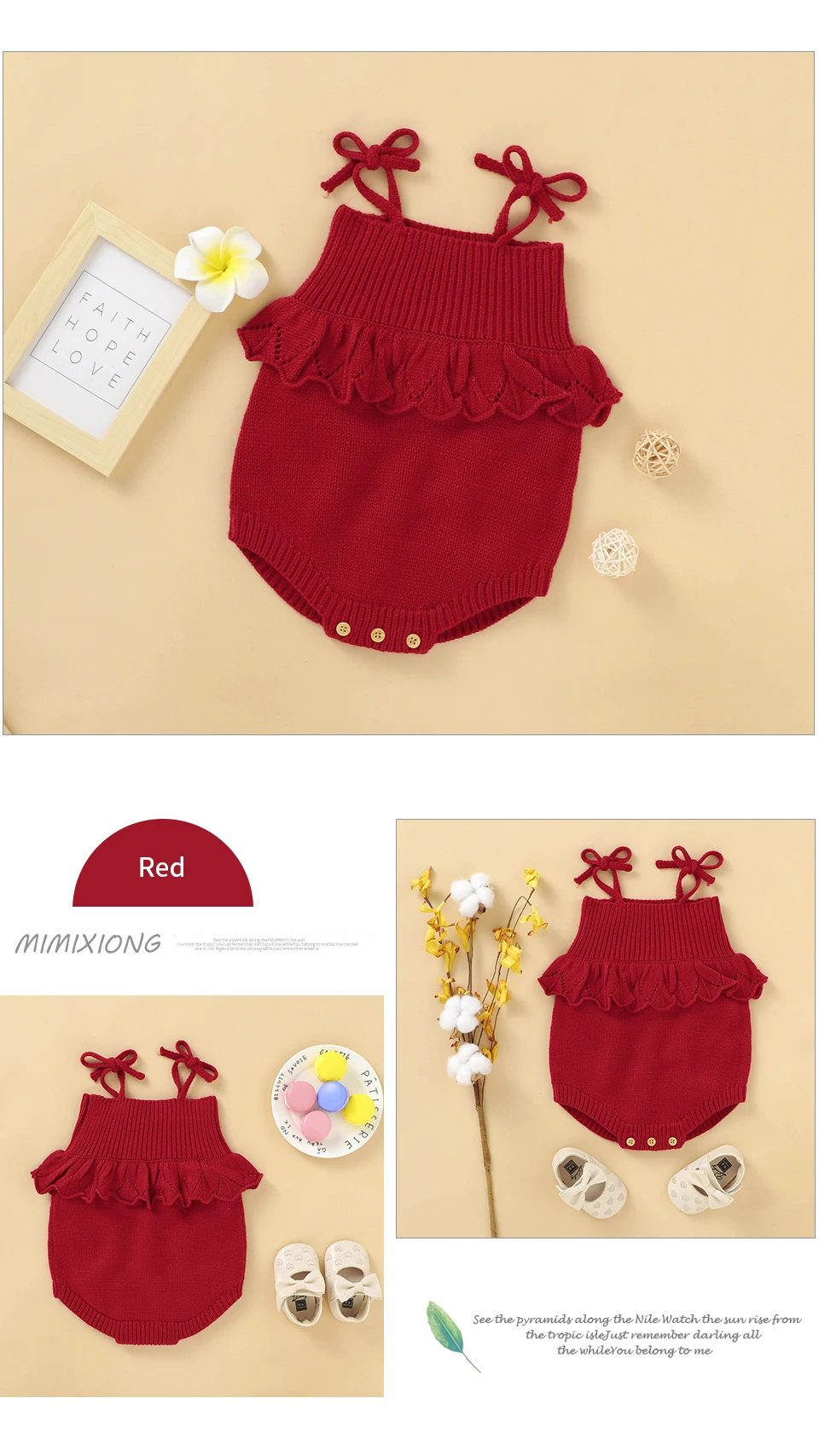 Spaghetti Straps Sleeveless Baby Girls Summer Rompers One-piece Jumpsuit Knit Acrylic Newborn Infant Bodysuit Playsuit Sleepsuit