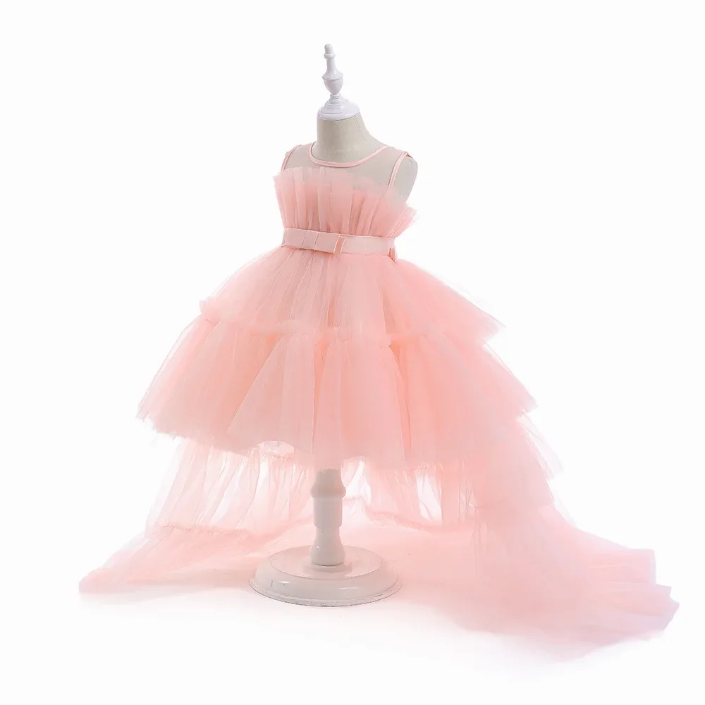 8 Colors Kid's Party Formal Evening Dresses Elegant Party Dresses For Girls Dresses With Trailing Detachable Princess Dress