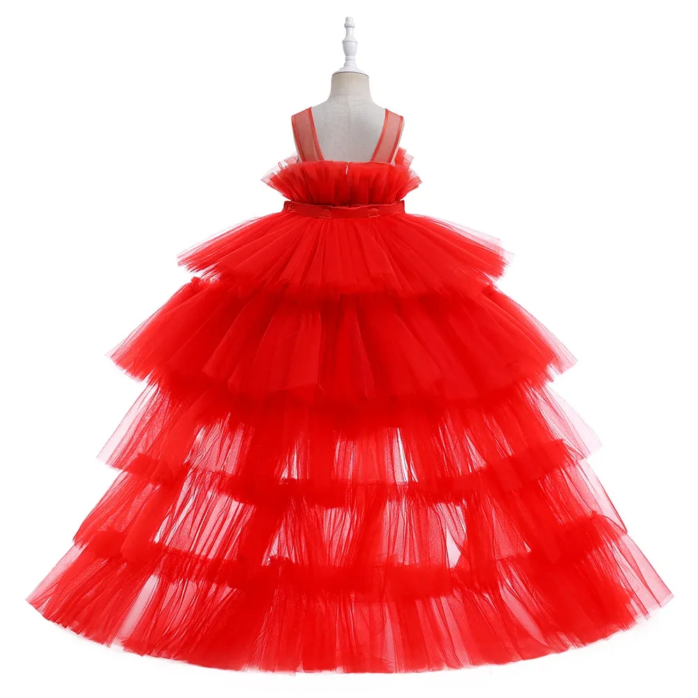 8 Colors Kid's Party Formal Evening Dresses Elegant Party Dresses For Girls Dresses With Trailing Detachable Princess Dress