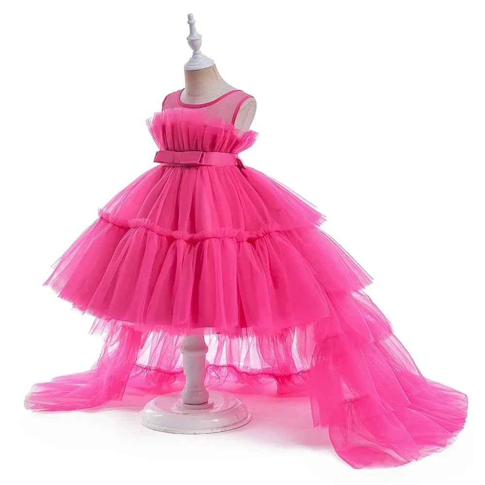 8 Colors Kid's Party Formal Evening Dresses Elegant Party Dresses For Girls Dresses With Trailing Detachable Princess Dress