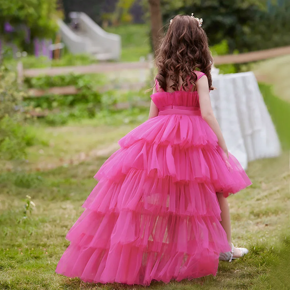 8 Colors Kid's Party Formal Evening Dresses Elegant Party Dresses For Girls Dresses With Trailing Detachable Princess Dress