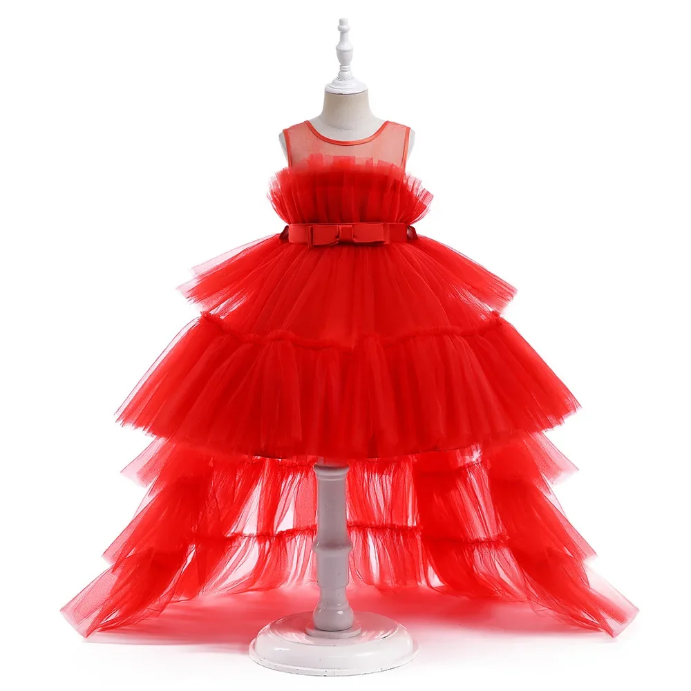 8 Colors Kid's Party Formal Evening Dresses Elegant Party Dresses For Girls Dresses With Trailing Detachable Princess Dress