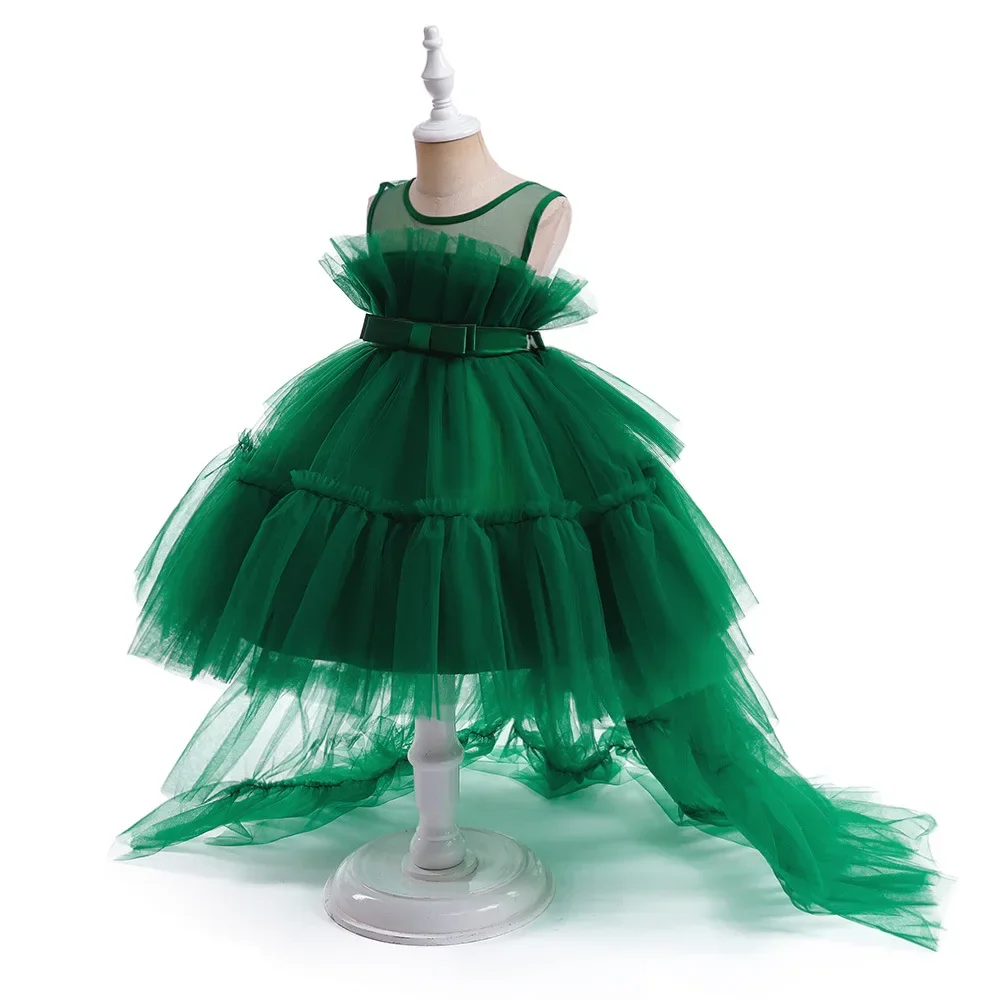 8 Colors Kid's Party Formal Evening Dresses Elegant Party Dresses For Girls Dresses With Trailing Detachable Princess Dress