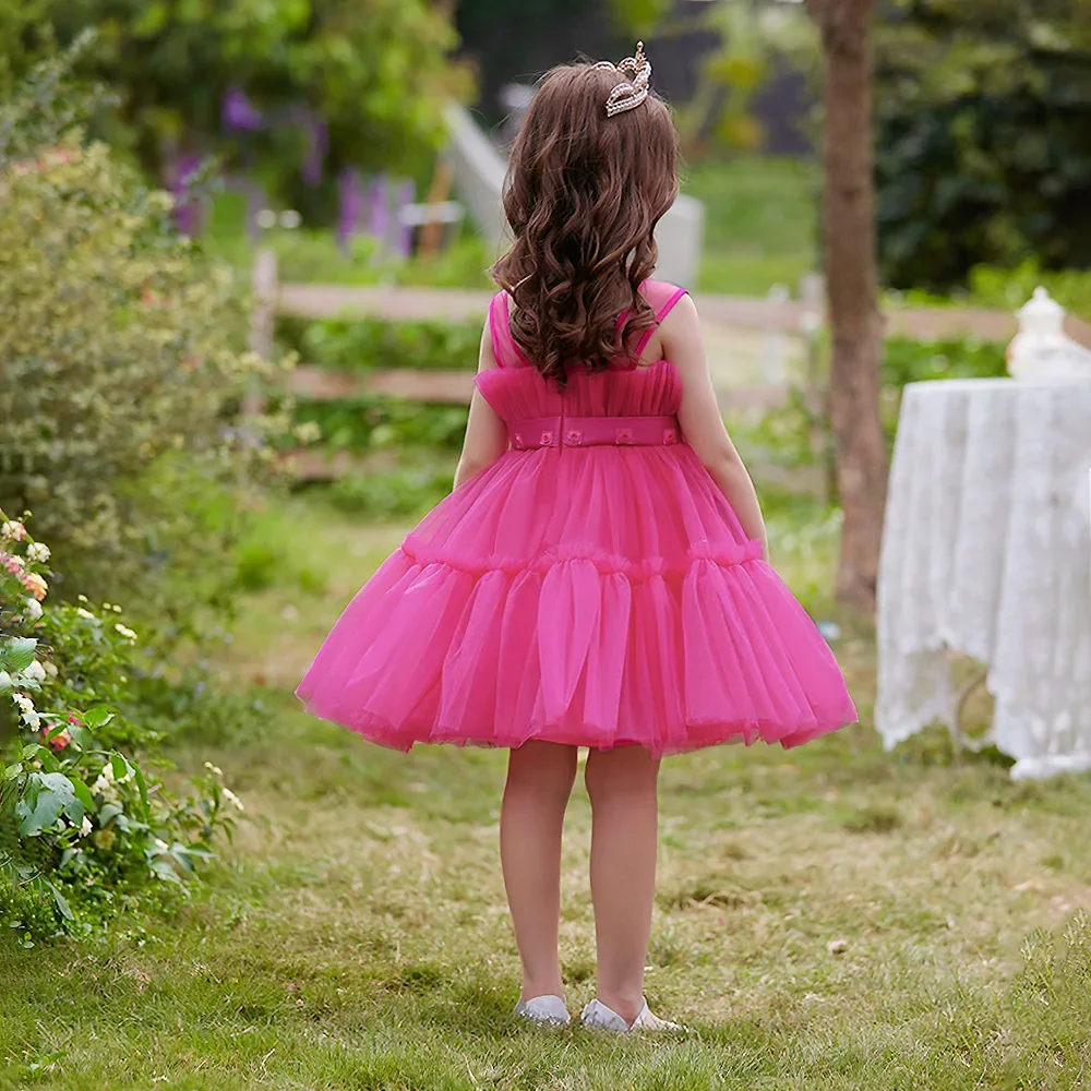 8 Colors Kid's Party Formal Evening Dresses Elegant Party Dresses For Girls Dresses With Trailing Detachable Princess Dress
