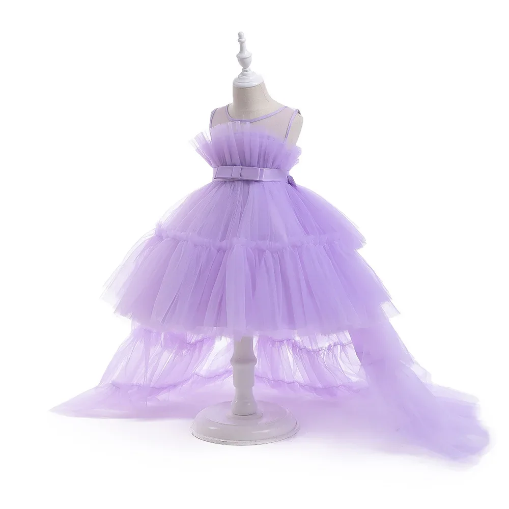 8 Colors Kid's Party Formal Evening Dresses Elegant Party Dresses For Girls Dresses With Trailing Detachable Princess Dress